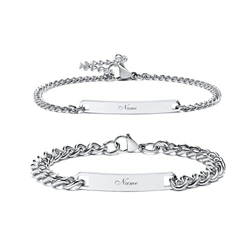 Vnox Incisione Personalizzata Coppia Bracciali Sorella Famiglia Regalo San Valentino