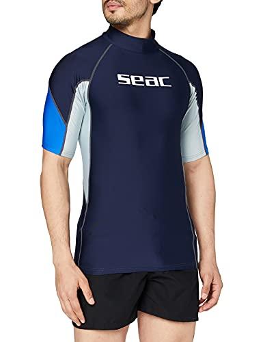 SEAC RAA Short Evo Man, Maglia Protettiva Rash Guard per Snorkeling e Nuoto Anti UV, Blu