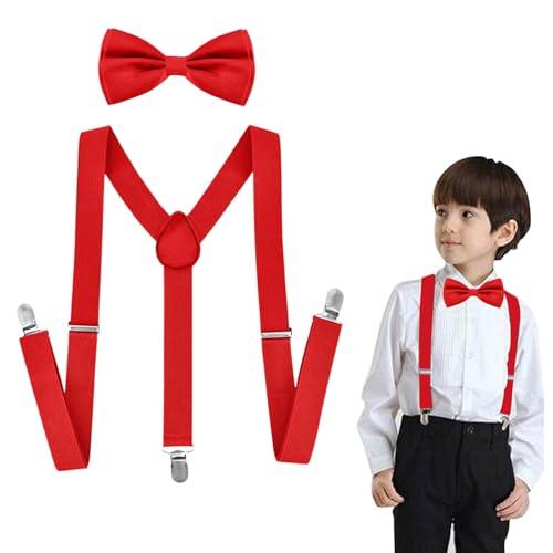 Tokaneit Set Papillon e Bretelle Rosso per Bambini