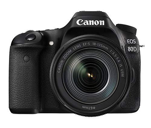 Canon EOS 80D Kit Fotocamera Reflex Digitale, 24.2 Megapixel, con Obiettivo EF-S 18-135 mm, f/3.5-5.6 IS U, Nero [Versione EU]