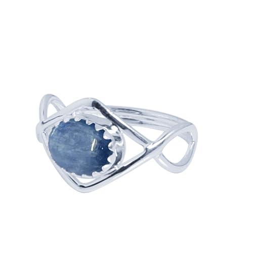 Anello in Cianite Blu Argento Sterling 925 Misura 9