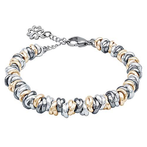 Bracciale regolabile con charm quadrifoglio portafortuna in alluminio anodizzato