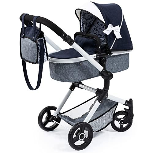 Bayer Design 18481AB Passeggino per bambole Neo Vario, Carrozzina per bambole, regolabile in altezza, blu bianco