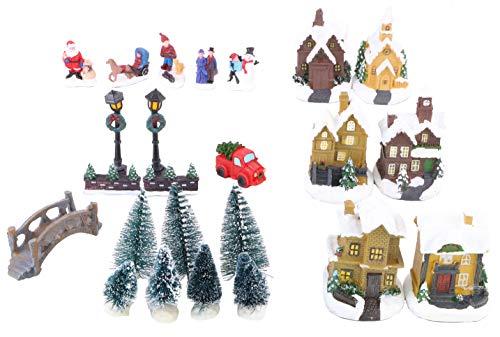 Toyland® Set di mini villaggio natalizio con luci a LED (villaggio da 25 pezzi)