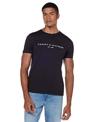 Tommy Hilfiger CORE TOMMY LOGO TEE MW0MW11465, Uomo, Nero (JET BLACK), M
