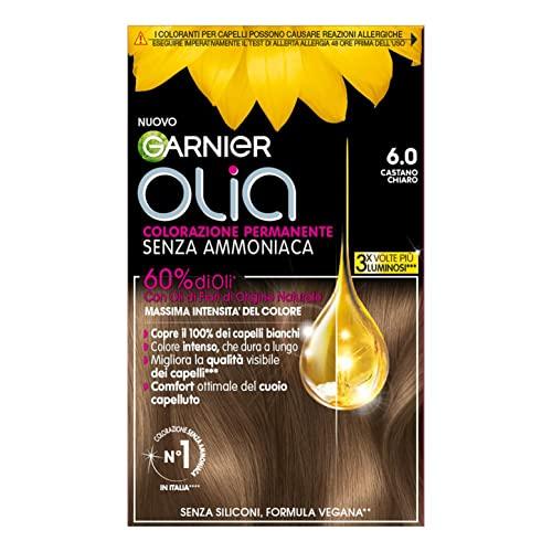 Garnier Olia Tinta Capelli Senza Ammoniaca, Copre il 100% dei Capelli Bianchi, Castano Chiaro