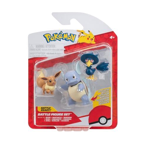 Pokémon PKW3895 - Set di Figure da Battaglia Evoli, Kramurx, Schillok
