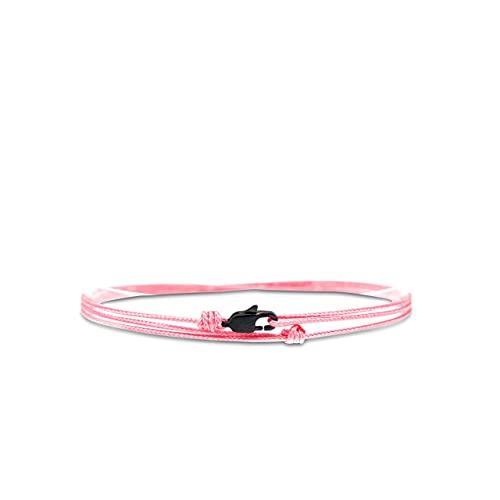 Bracciale Sottile Da Uomo e Donna Con Chiusura a Clip Fatta a Mano - Gioielli Da Surfista - Bracciale In Tessuto Minimalista - 100% Impermeabile e Regolabile (Rosa Nero)
