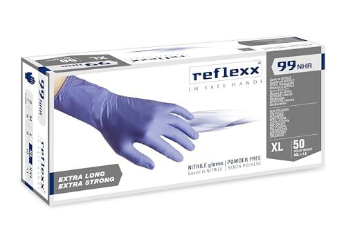 Reflexx R99, Guanti Hi-Risk in Nitrile senza Polvere Gr. 8.9, 50 Pezzi, Blu