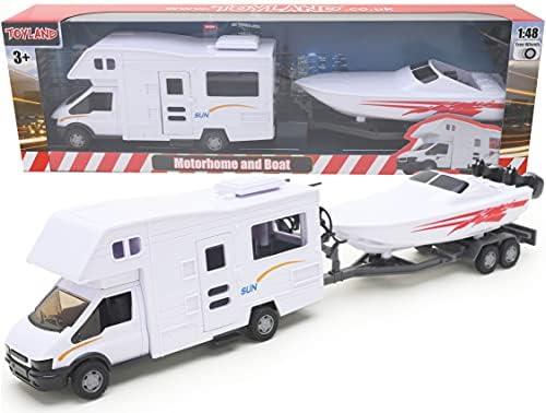 Toyland® Trailer per camper e motoscafo - Giocattoli per veicoli in scala 1:48 (giallo)