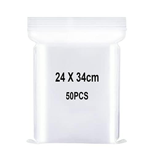 Sacchetti in Plastica Trasparente Richiudibili 24x34 cm - 50 Pezzi