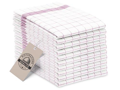 Set di 10 Strofinacci da Cucina ZOLLNER, 50x70 cm, Cotone a Quadri Bianco e Rosso