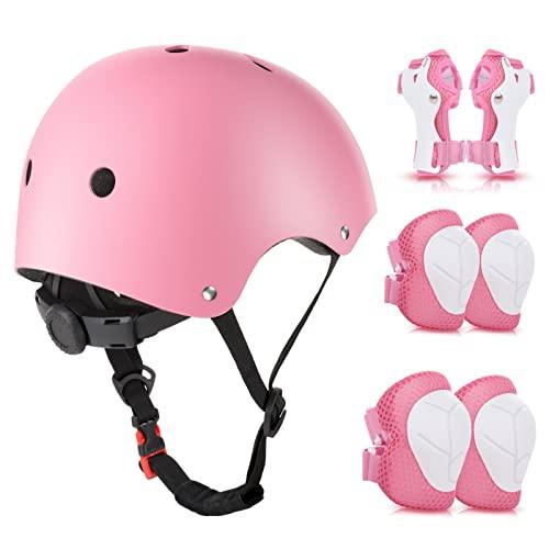 Set di Protezioni per Bambini Wayeee (Rosa) con Casco Regolabile