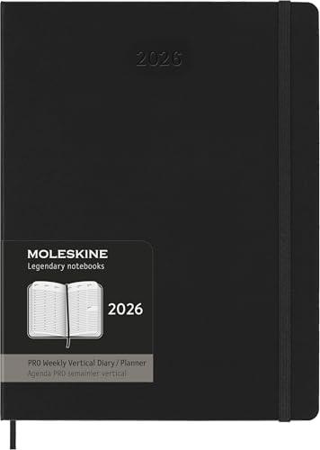 Moleskine Agenda Settimanale Verticale Pro 2026, Extra Large Nera