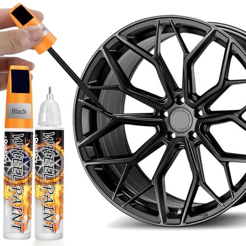 AAROVIBE Penna Ritocco Cerchioni Auto Nero Lucido 2 in 1