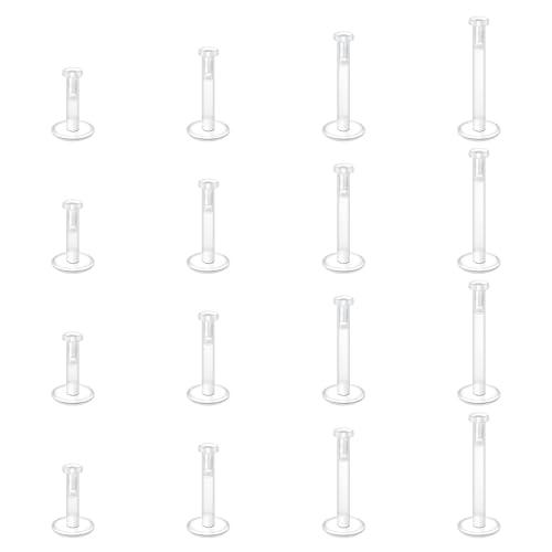 Tappi Trasparenti per Piercing al Labbro Bioflex 16G - Set da 16 Pezzi