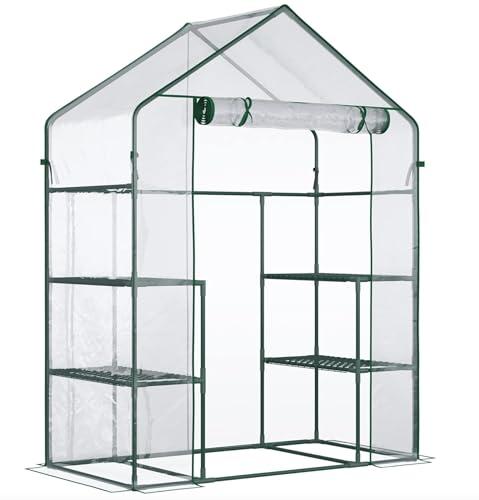 Serra da Giardino 143x73x195 cm con Ripiani - Telo PVC Trasparente e Struttura in Metallo
