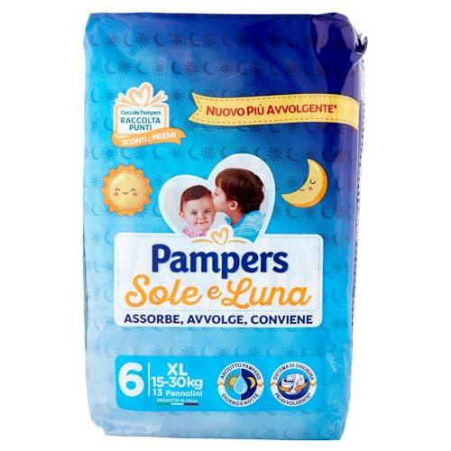 Pampers Sole e Luna Taglia 6 XL (15-30 kg) 13 Pannolini Confezione da 6