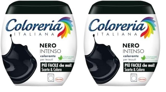 Coloreria Italiana Grey Colorante per Tessuti e Vestiti in Lavatrice - Nero Intenso - Confezione da 2