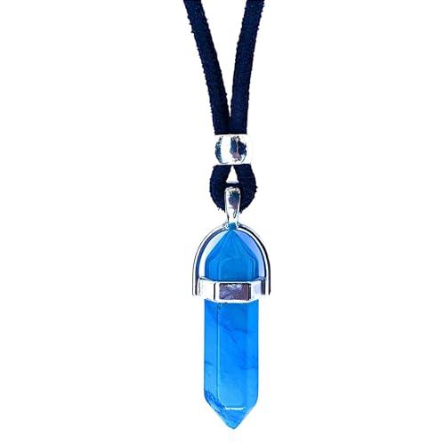 Ciondolo Punta di Freccia in Quarzo Blu Placcato Argento - Amuleto Energetico Unisex