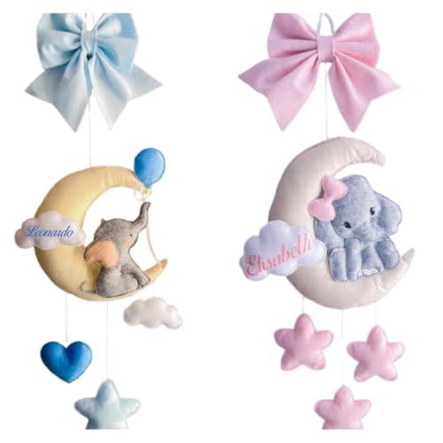Fiocco Nascita Personalizzato Elefante - Coccarda Benvenuto Bimbo/Bimba 45cm