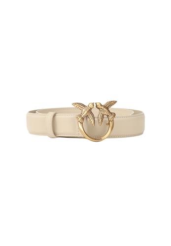 Cintura Pinko Love Birds in Pelle Beige da Donna