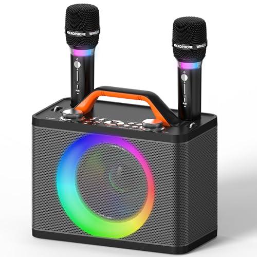 Sistema Karaoke Professionale con 2 Microfoni Wireless RGB e Effetti Luce Dinamici