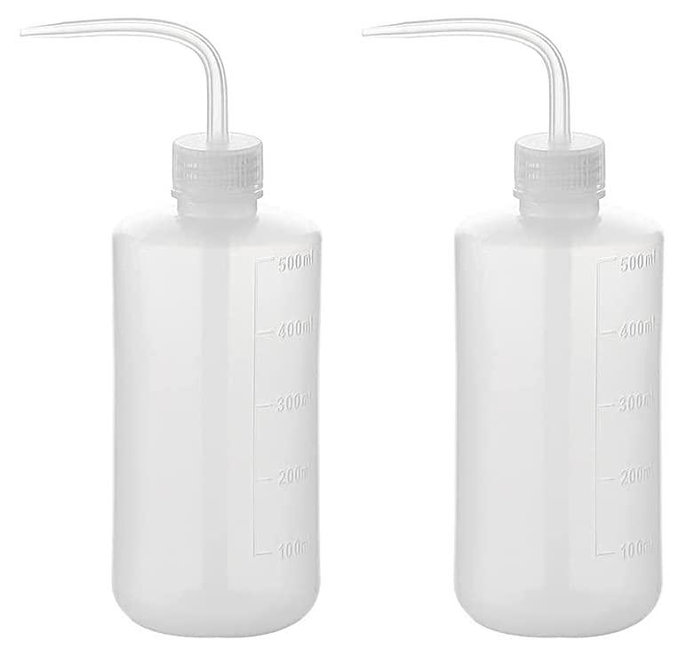 LATRAT Set di 2 annaffiatoi in plastica, bottiglie di sicurezza per la pulizia delle bottiglie trasparenti per il giardinaggio, l'irrigazione delle piante, il laboratorio 500ml