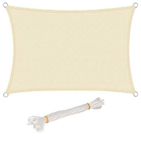 WOLTU Vela Ombreggiante Rettangolare Beige 4x5m in HDPE Traspirante