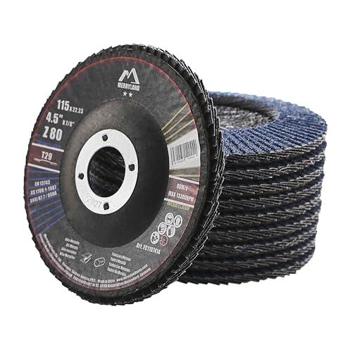 Merryland Dischi Lamellari 115 mm Grana 80 - Set da 10 per Ferro, Metallo e Acciaio INOX