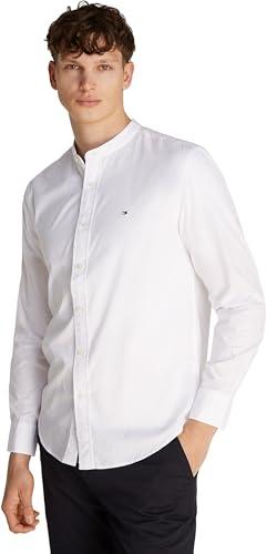Tommy Hilfiger Uomo Camicia Flex Poplin Solid Mao Regular Fit, Bianco