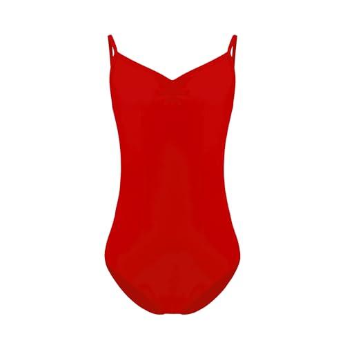 ZYXWVU Body Danza Classica Bambina Body Ginnastica Leotards con Spalline Regolabili, 7006-rosso, 6-8 anni
