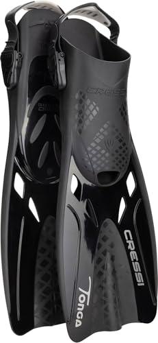 CRESSI Tonga Fins Black/Black L/XL - Pinne Leggere Corte Regolabili per Snorkeling e Nuoto