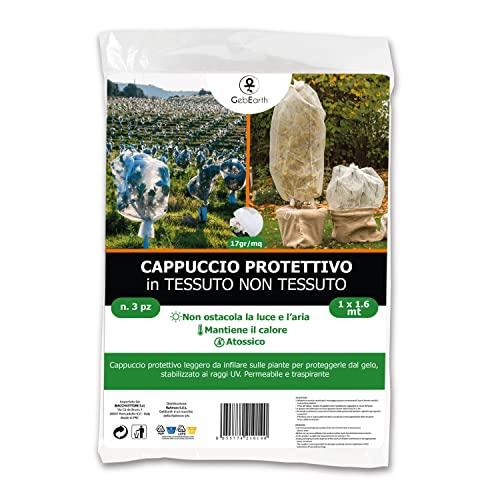 GebEarth® | Tessuto Non Tessuto per Piante, Copri Piante Inverno, Cappuccio TNT Antigelo 17 gr/m² 【1 x 1,6 m - 3 Cappucci】