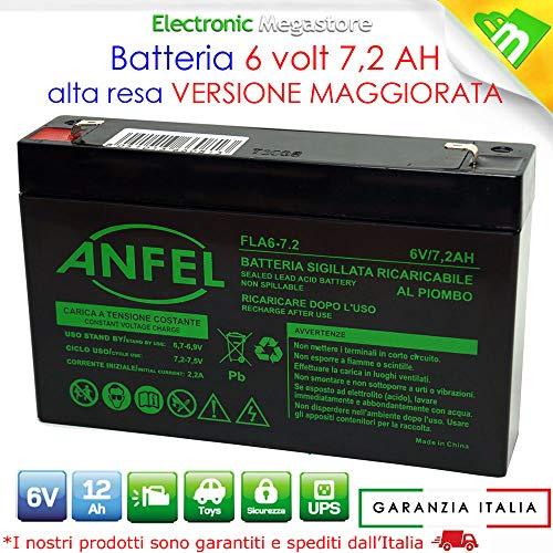 Batteria ANFEL 6V 7Ah Ermetica Ricaricabile al Piombo con Faston