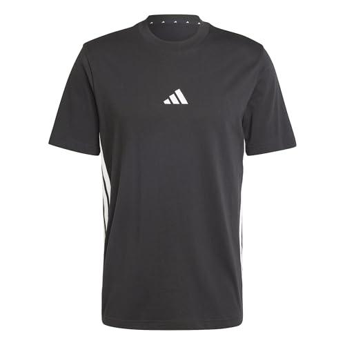 Adidas Essential Three Stripes Tee - Maglietta Uomo Nera/Bianca