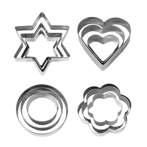 AiQInu 12 Pezzi Formine per Biscotti in Acciaio Inox