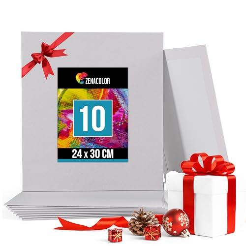 Zenacolor Set di 10 Tele per Dipingere 24x30 cm - 100% Cotone Senza Acidi
