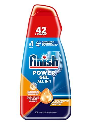 Finish Powergel Detersivo Lavastoviglie Liquido Antiodore Multiazione 940ml, 42 Lavaggi