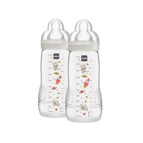 MAM Easy Active Biberon 330ml - Kit da 2, Tettarella Misura 3 (4+ Mesi), Neutro