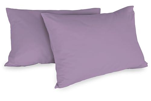 Zer0bed Coppia di Federe Lilla in Cotone 52x80 cm