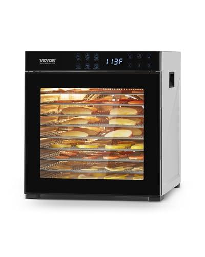 VEVOR Essiccatore per Alimenti, 10 Vassoi in Acciaio Inox, Essiccatore Elettrico per Alimenti da 1000 W con Temperatura Regolabile e Timer da 24 Ore, per Carne Secca, Frutta, Verdura, Erbe Aromatiche