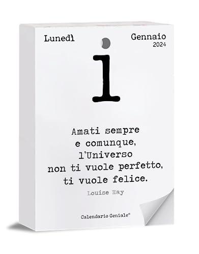 Calendario Geniale 2024. L'Originale. Il Primo con Bonus digitali. Idea  Regalo. Inserto 10 x 14 cm. Leggi la frase del giorno e condividi il  pensiero Filosofico. Calendario con scatola