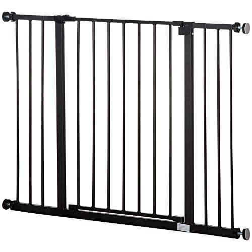 PawHut Cancelletto di Sicurezza Estensibile per Cani 76-107cm in Metallo Nero