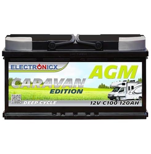 ELECTRONICX Batteria AGM a Scarica Lenta 12V 120Ah C100 Edizione Caravan