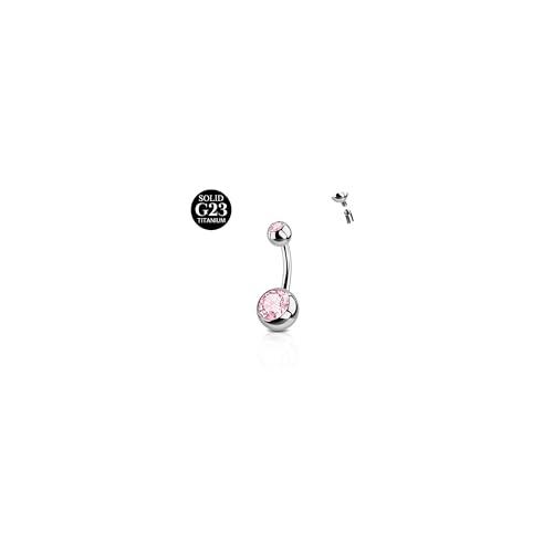 Piercing Ombelico Titanio FunZing con Zircone Cubico Rosa o Blu