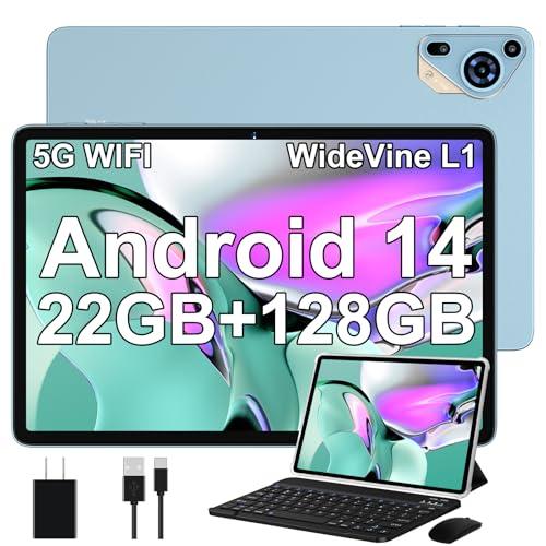 Tablet 10 Pollici Android 14, 22GB RAM, 128GB ROM, Azzurro