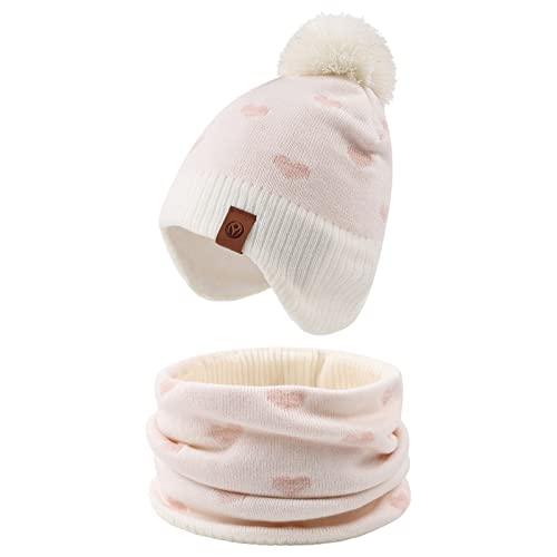 XIAOHAWANG Cappello Dinosauro Sciarpa Cappello Invernale per Bambino Ragazzo Ragazza Cappello Autunnale Riscaldante da 0 a 7 Anni, Cappello Bianco + Sciarpa, 2-4 Anni