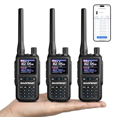 BAOFENG GT-5R Mini 5W Radio Doppia banda, Walkie-Talkie VHF/UHF, Programmazione tramite app wireless, 999 Canali, Doppio PTT, Porta di ricarica USB-C, Ricevitore Airband/FM (confezione da 3)