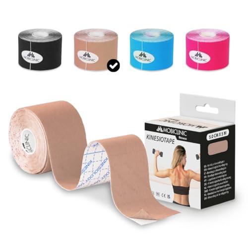 Mobiclinic® Kinesiotape Beige - Benda Elastica Autoadesiva per Sollievo Dolore Muscolare